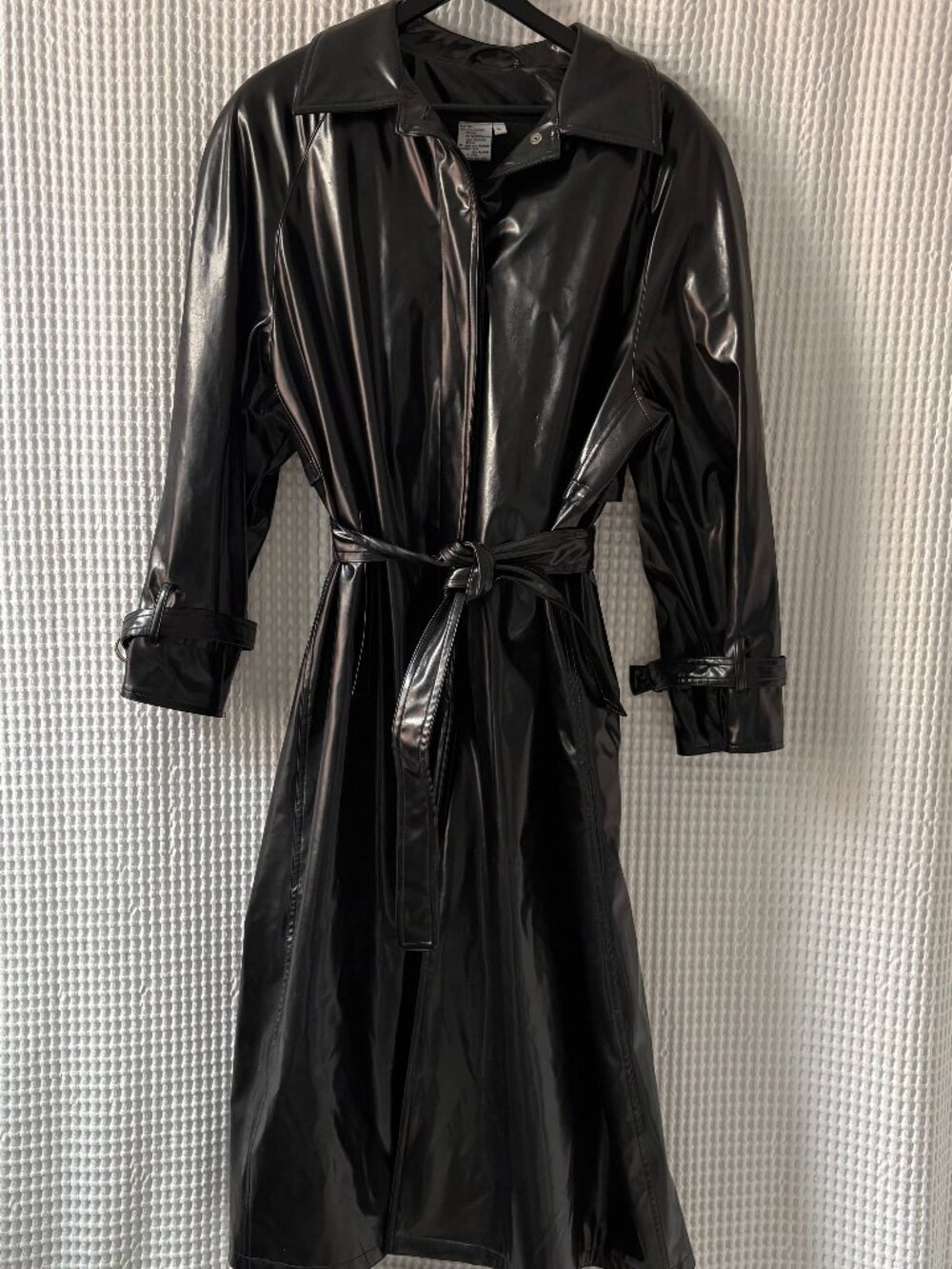 Atlantic Beach black goth dom PVC belted women's trench coat size large